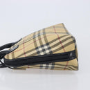 BURBERRY Nova Check Hand Bag PVC Leather Beige Silver Auth ka6732A-5