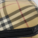 BURBERRY Nova Check Hand Bag PVC Leather Beige Silver Auth ka6732A-6