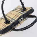 BURBERRY Nova Check Hand Bag PVC Leather Beige Silver Auth ka6732A-7