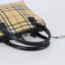 BURBERRY Nova Check Hand Bag PVC Leather Beige Silver Auth ka6732A-9