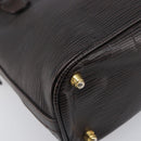 FENDI Hand Bag Leather Dark Brown Gold Tone Auth ka6733-16