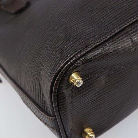 FENDI Hand Bag Leather Dark Brown Gold Tone Auth ka6733