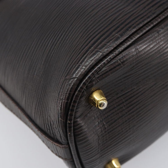 FENDI Hand Bag Leather Dark Brown Gold Tone Auth ka6733