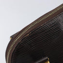 FENDI Hand Bag Leather Dark Brown Gold Tone Auth ka6733-9
