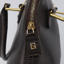 FENDI Hand Bag Leather Dark Brown Gold Tone Auth ka6733-10