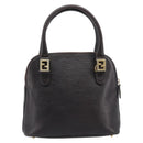 FENDI Hand Bag Leather Dark Brown Gold Tone Auth ka6733-2
