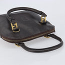 FENDI Hand Bag Leather Dark Brown Gold Tone Auth ka6733-6