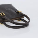 FENDI Hand Bag Leather Dark Brown Gold Tone Auth ka6733-7