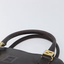 FENDI Hand Bag Leather Dark Brown Gold Tone Auth ka6733-14