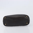 FENDI Hand Bag Leather Dark Brown Gold Tone Auth ka6733-5