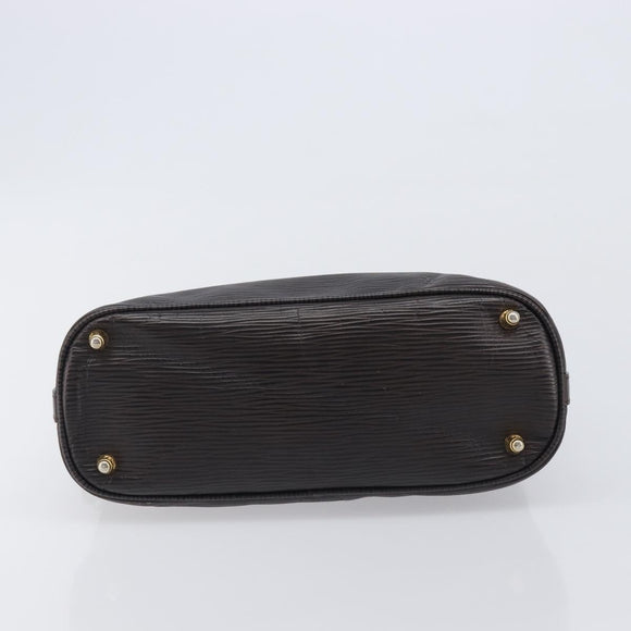 FENDI Hand Bag Leather Dark Brown Gold Tone Auth ka6733
