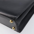 Burberrys Hand Bag Leather Black Gold Tone Auth ka6735-10