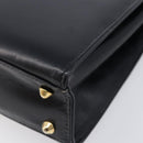 Burberrys Hand Bag Leather Black Gold Tone Auth ka6735-12