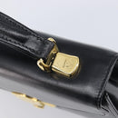 Burberrys Hand Bag Leather Black Gold Tone Auth ka6735-15