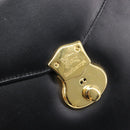 Burberrys Hand Bag Leather Black Gold Tone Auth ka6735-17