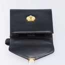 Burberrys Hand Bag Leather Black Gold Tone Auth ka6735-18