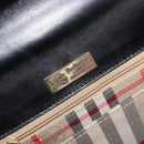 Burberrys Hand Bag Leather Black Gold Tone Auth ka6735-19