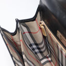 Burberrys Hand Bag Leather Black Gold Tone Auth ka6735-23