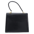 Burberrys Hand Bag Leather Black Gold Tone Auth ka6735-3