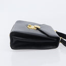 Burberrys Hand Bag Leather Black Gold Tone Auth ka6735-4