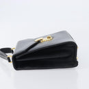 Burberrys Hand Bag Leather Black Gold Tone Auth ka6735-5
