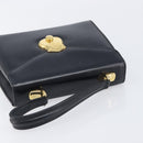 Burberrys Hand Bag Leather Black Gold Tone Auth ka6735-6
