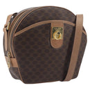 CELINE Macadam Shoulder Bag PVC Brown Gold Tone Auth ka6736A-1