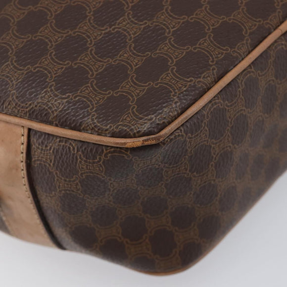 CELINE Macadam Shoulder Bag PVC Brown Gold Tone Auth ka6736A