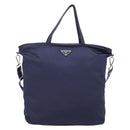 PRADA Tote Bag Nylon 2way Navy Silver Auth ka6740A-13