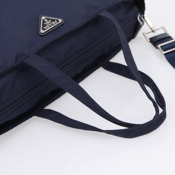 PRADA Tote Bag Nylon 2way Navy Silver Auth ka6740A