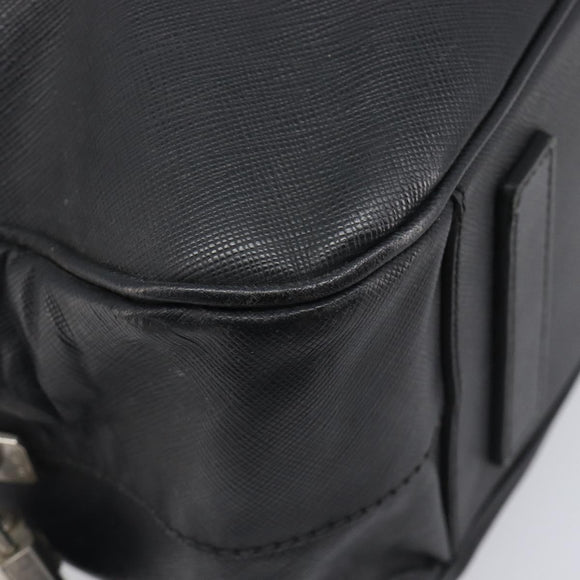 PRADA Hand Bag Saffiano leather Black Silver Auth ka6744