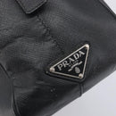 PRADA Hand Bag Saffiano leather Black Silver Auth ka6744-18