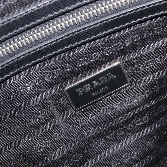 PRADA Hand Bag Saffiano leather Black Silver Auth ka6744