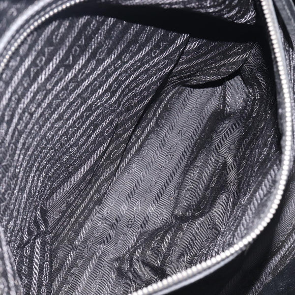 PRADA Hand Bag Saffiano leather Black Silver Auth ka6744