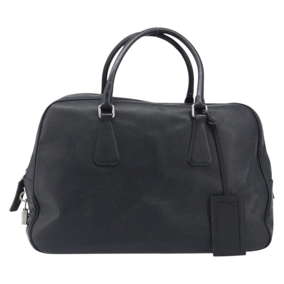 PRADA Hand Bag Saffiano leather Black Silver Auth ka6744