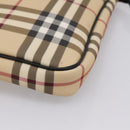 BURBERRY Nova Check Shoulder Bag PVC Leather Beige Silver Auth ka6746-9