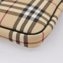 BURBERRY Nova Check Shoulder Bag PVC Leather Beige Silver Auth ka6746-12