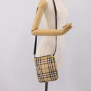 BURBERRY Nova Check Shoulder Bag PVC Leather Beige Silver Auth ka6746-22