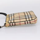 BURBERRY Nova Check Shoulder Bag PVC Leather Beige Silver Auth ka6746-4