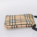 BURBERRY Nova Check Shoulder Bag PVC Leather Beige Silver Auth ka6746-5