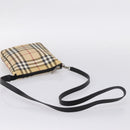 BURBERRY Nova Check Shoulder Bag PVC Leather Beige Silver Auth ka6746-7
