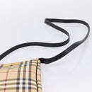 BURBERRY Nova Check Shoulder Bag PVC Leather Beige Silver Auth ka6746-8