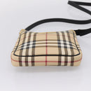 BURBERRY Nova Check Shoulder Bag PVC Leather Beige Silver Auth ka6746-9