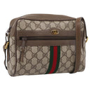 GUCCI GG Supreme Web Sherry Line Shoulder Bag PVC Beige 98 02 004 Auth ka6747-1