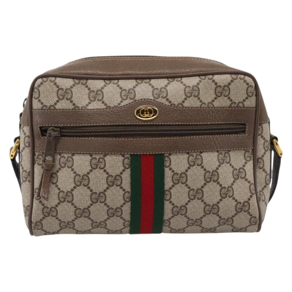 GUCCI GG Supreme Web Sherry Line Shoulder Bag PVC Beige 98 02 004 Auth ka6747
