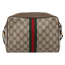 GUCCI GG Supreme Web Sherry Line Shoulder Bag PVC Beige 98 02 004 Auth ka6747-3
