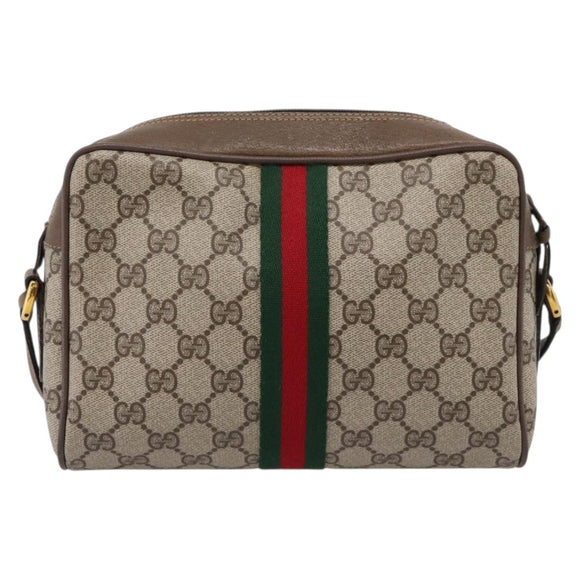 GUCCI GG Supreme Web Sherry Line Shoulder Bag PVC Beige 98 02 004 Auth ka6747