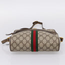 GUCCI GG Supreme Web Sherry Line Shoulder Bag PVC Beige 98 02 004 Auth ka6747-5