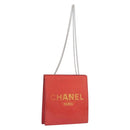 CHANEL Hologram Chain Shoulder Bag Vinyl Orange Silver CC Auth ka6749-1
