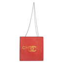 CHANEL Hologram Chain Shoulder Bag Vinyl Orange Silver CC Auth ka6749-13